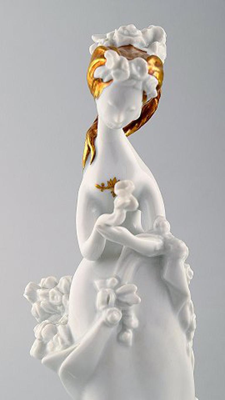 German Bjørn Wiinblad for Rosenthal, Rare Porcelain Figure, Girl with Flowers, 1980s