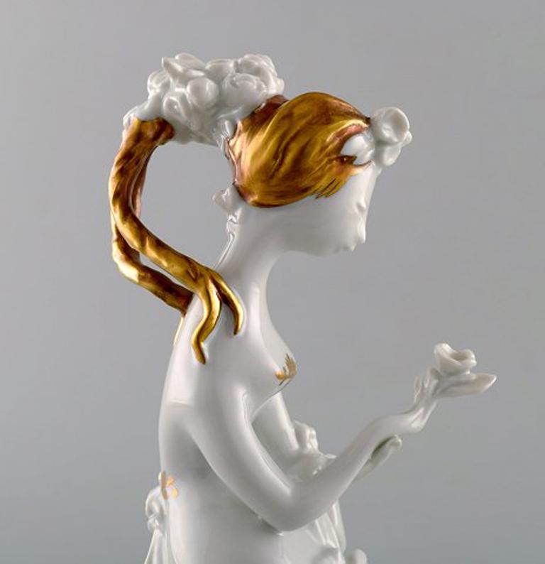 Late 20th Century Bjørn Wiinblad for Rosenthal, Rare Porcelain Figure, Girl with Flowers, 1980s