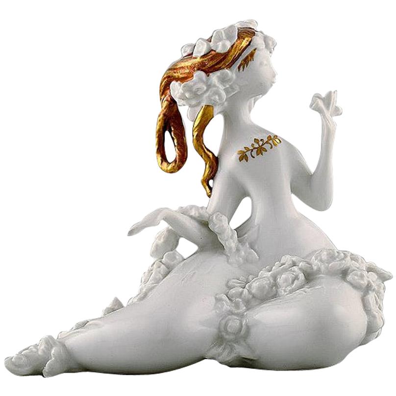 Bjørn Wiinblad for Rosenthal, Rare Porcelain Figure, Girl with Flowers, 1980s