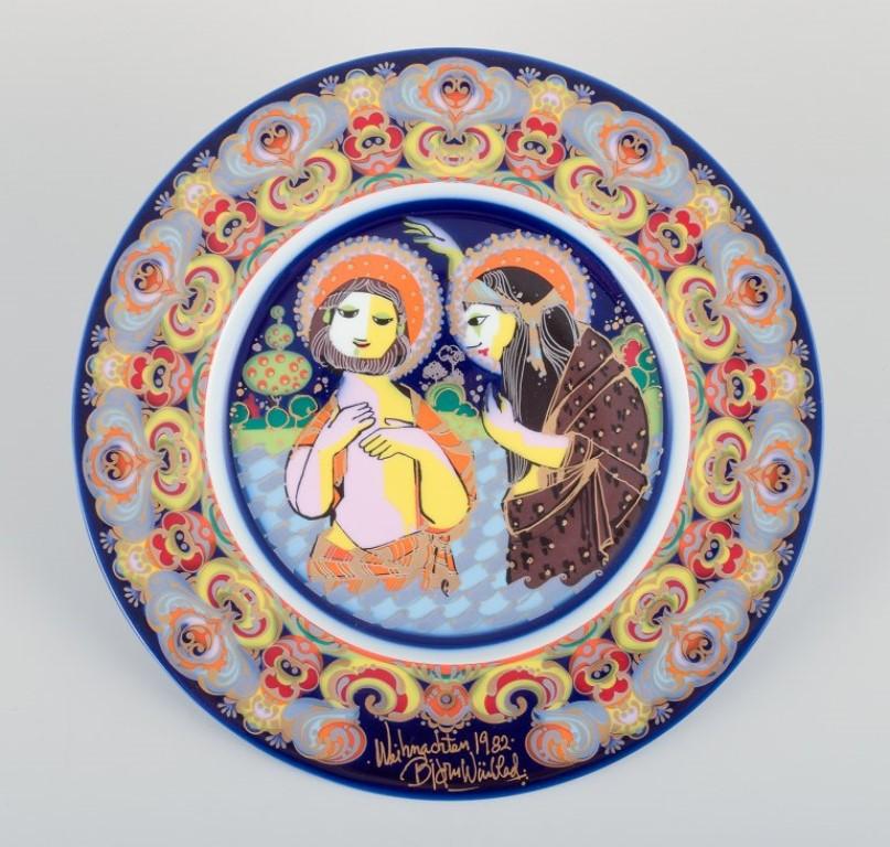 Bjørn Wiinblad for Rosenthal. Set of five hand-painted Christmas plates. In Excellent Condition For Sale In Copenhagen, DK