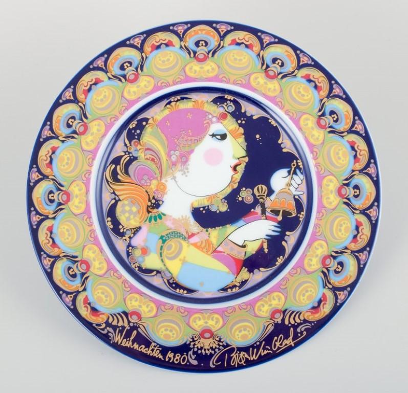 Bjørn Wiinblad for Rosenthal. Set of four hand-painted Christmas plates. In Excellent Condition For Sale In Copenhagen, DK