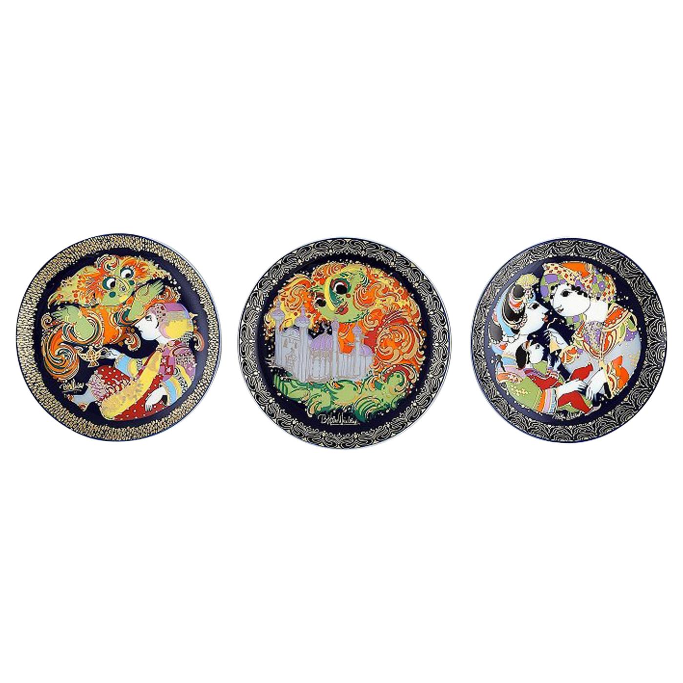 Bjørn Wiinblad for Rosenthal, Set of Three Plates from the Aladdin Series, 1970s