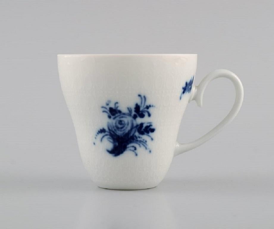 German Bjørn Wiinblad for Rosenthal, Six Romanze Blue Flower Mocha Cups with Saucers For Sale