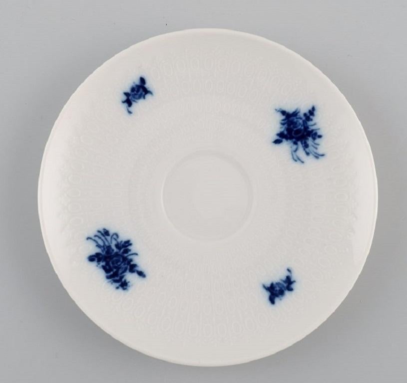 Hand-Painted Bjørn Wiinblad for Rosenthal, Six Romanze Blue Flower Mocha Cups with Saucers For Sale