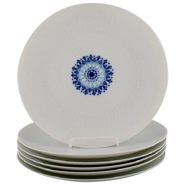 Bjørn Wiinblad for Rosenthal, Six Romanze Dinner Plates in White Porcelain
