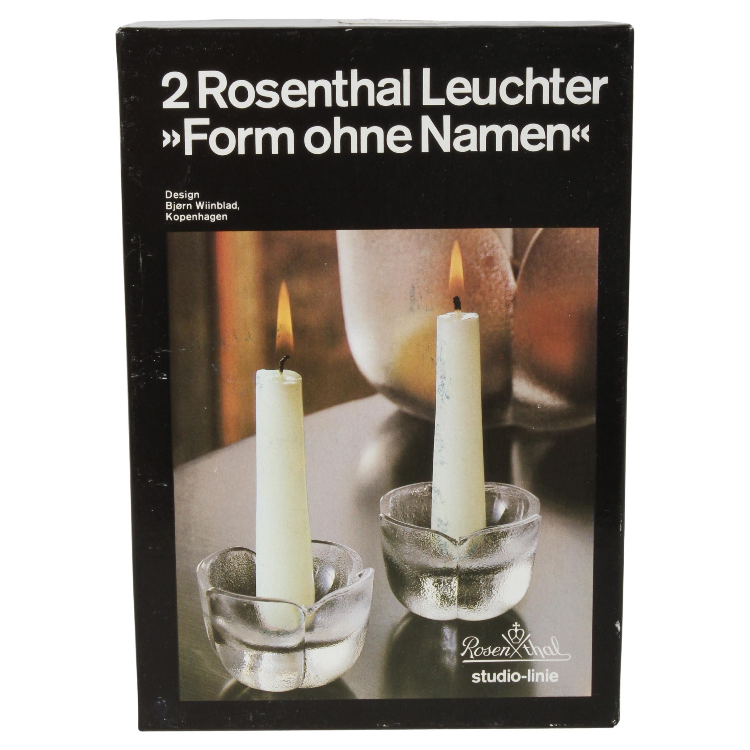Bjørn Wiinblad for Rosenthal Studio-Line -NOS- Pair of Glass Candle Holders
