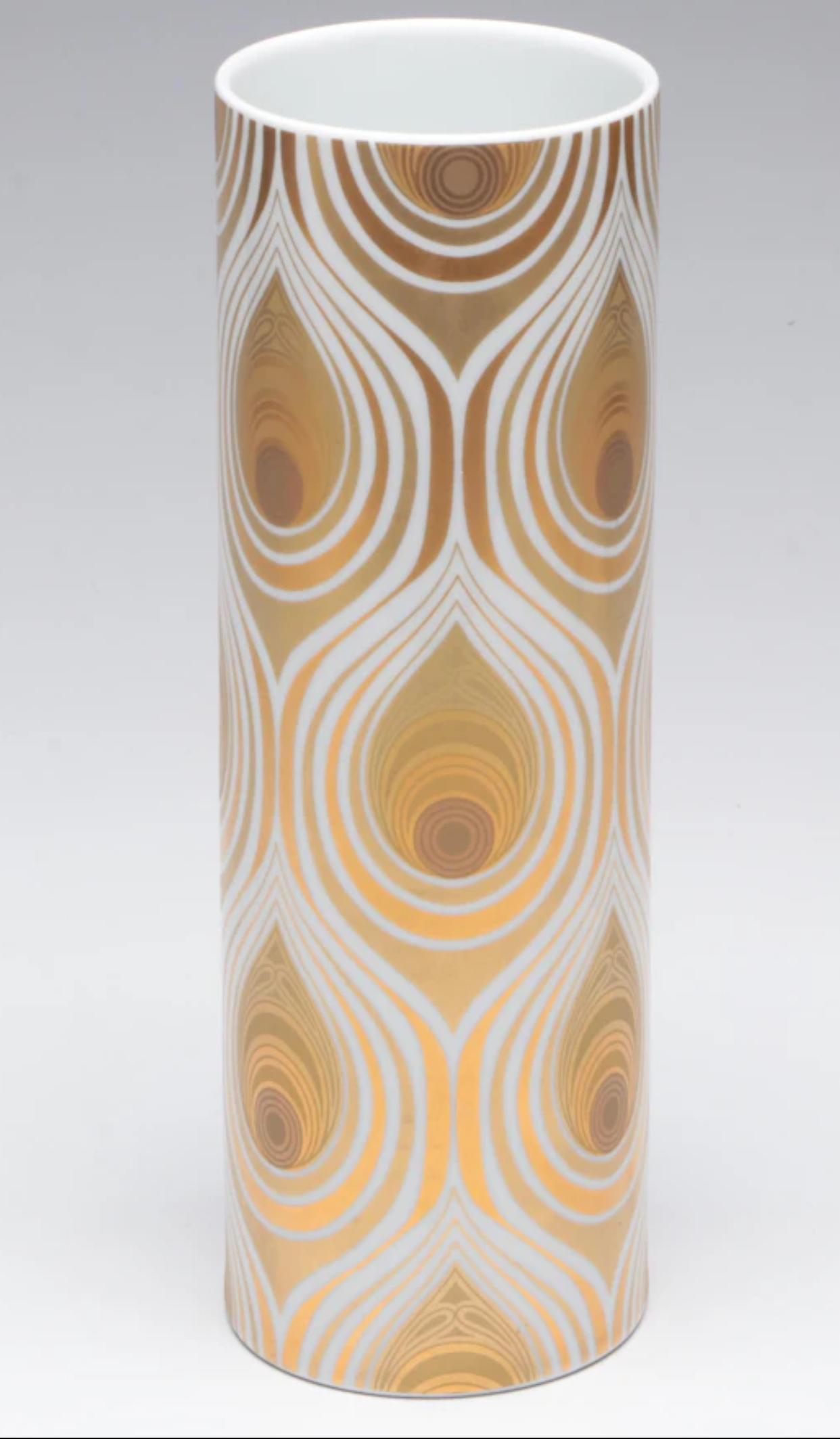 German Bjørn Wiinblad for Rosenthal Studio-Linie Gold Over Porcelain Vase For Sale