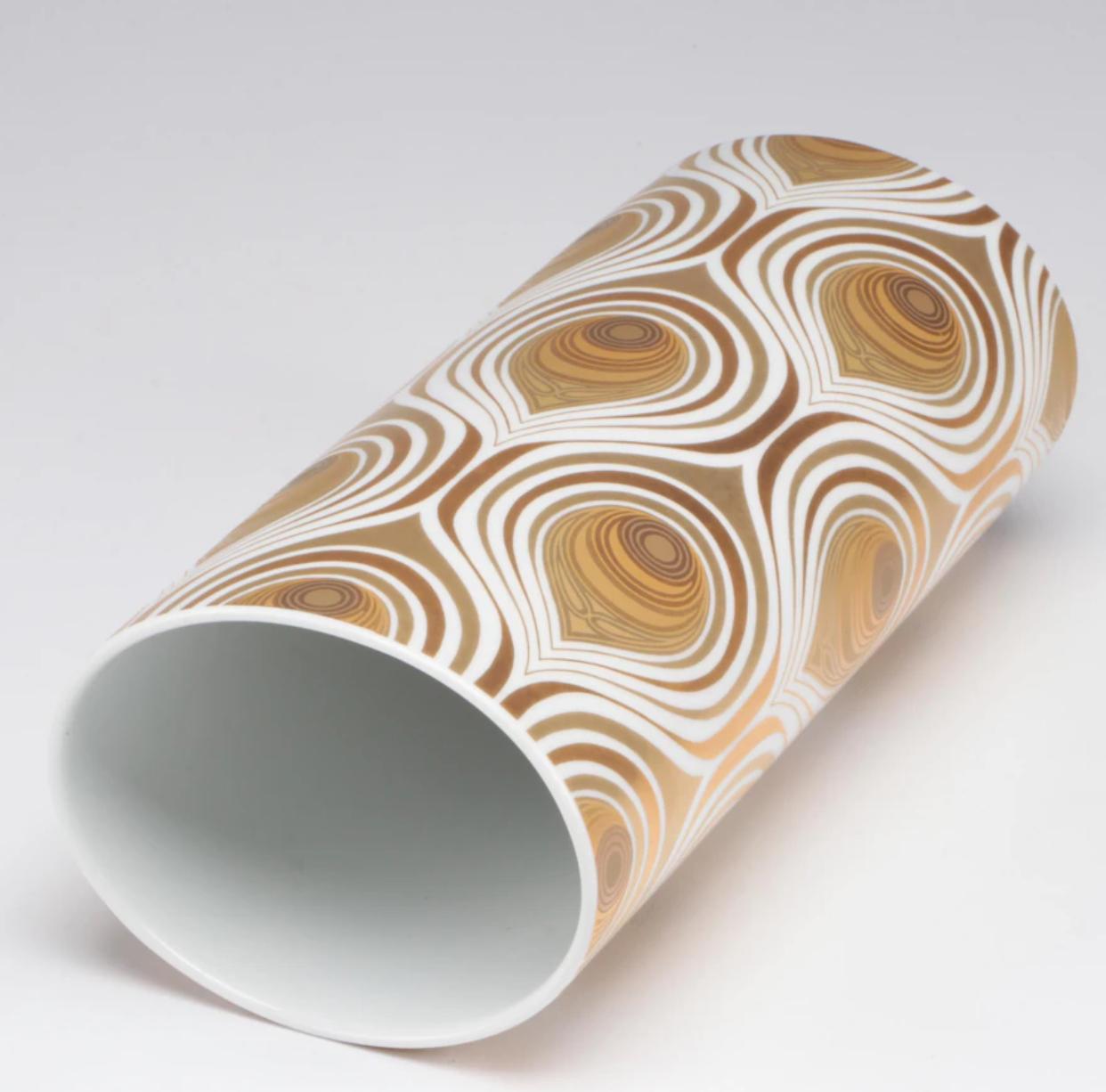 Late 20th Century Bjørn Wiinblad for Rosenthal Studio-Linie Gold Over Porcelain Vase For Sale