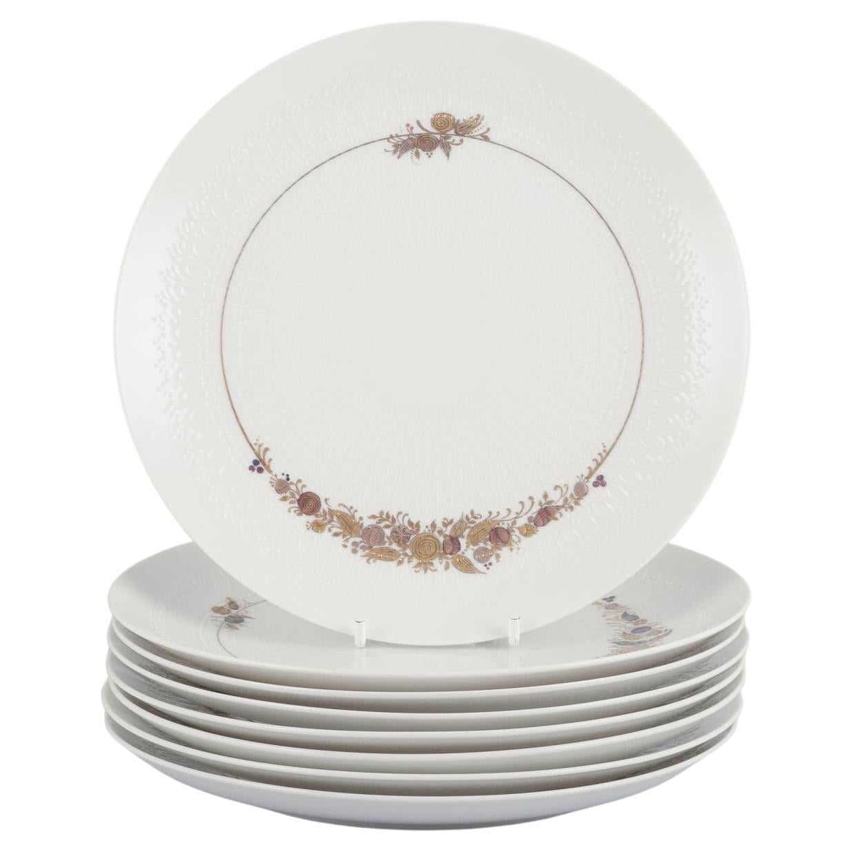 Bjørn Wiinblad for Rosenthal Studioline. Set of eight "Romanze" breakfast plates