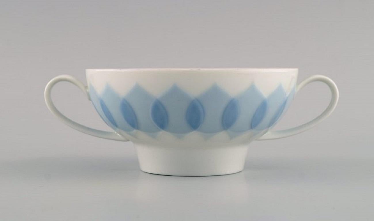 Modern Bjørn Wiinblad for Rosenthal, Twelve Lotus Porcelain Bouillon Cups with Saucers