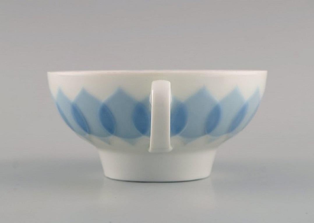German Bjørn Wiinblad for Rosenthal, Twelve Lotus Porcelain Bouillon Cups with Saucers