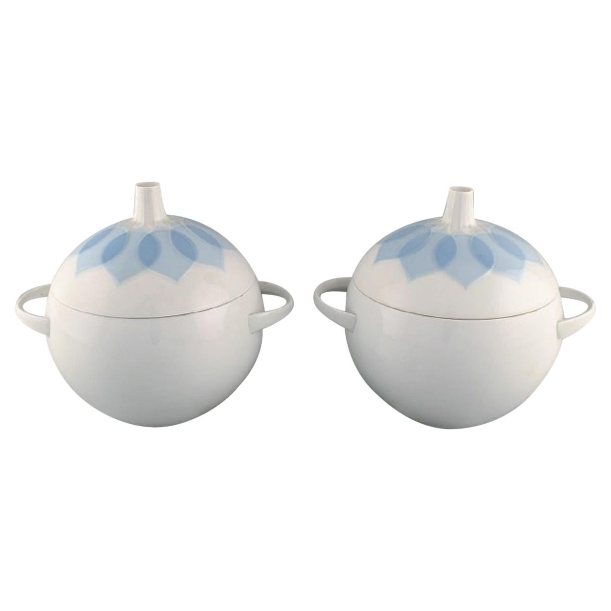 Bjørn Wiinblad for Rosenthal. Two Lotus Porcelain Lidded Tureens For Sale