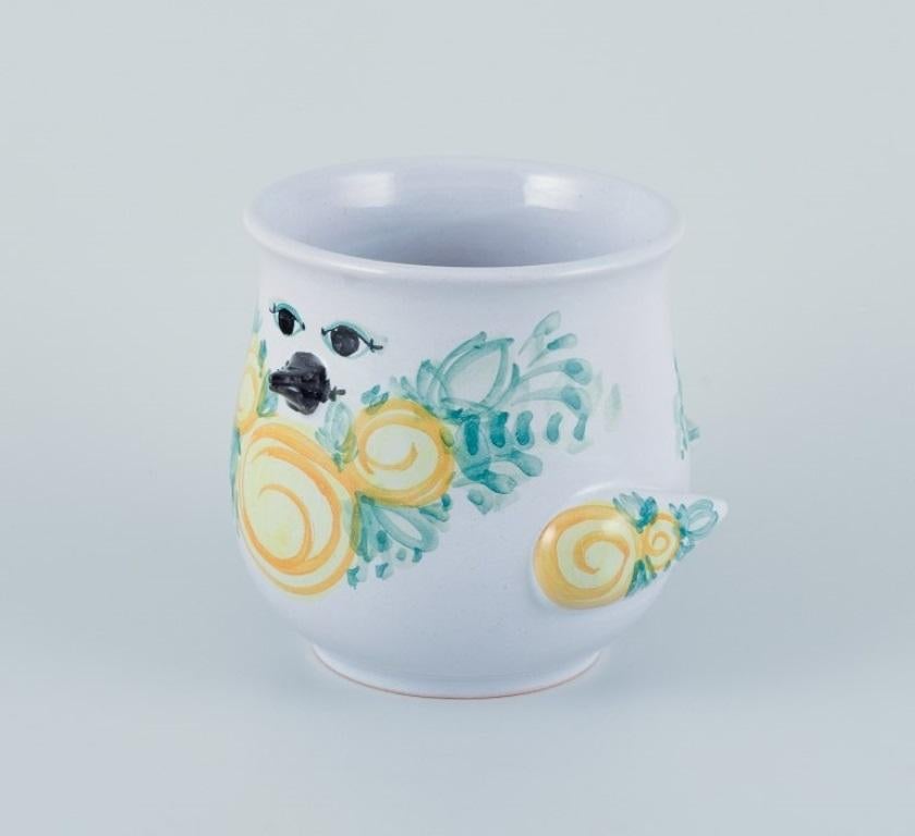 Scandinavian Modern Bjørn Wiinblad for The Blue House. Ceramic plant pot holder shaped like a bird. For Sale