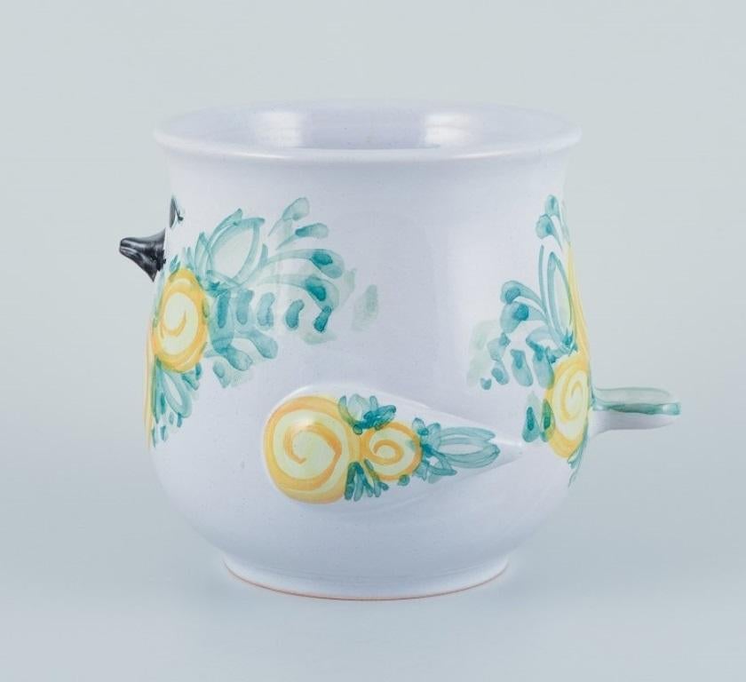 Danish Bjørn Wiinblad for The Blue House. Ceramic plant pot holder shaped like a bird. For Sale
