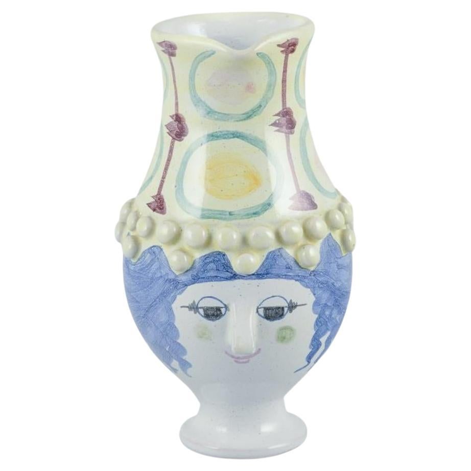 Bjørn Wiinblad per The Blue House, Danimarca. Caraffa in ceramica unica nel suo genere. 1973