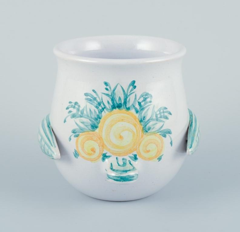 Glazed Bjørn Wiinblad for The Blue House, Denmark. Unique vase shaped like a bird. For Sale