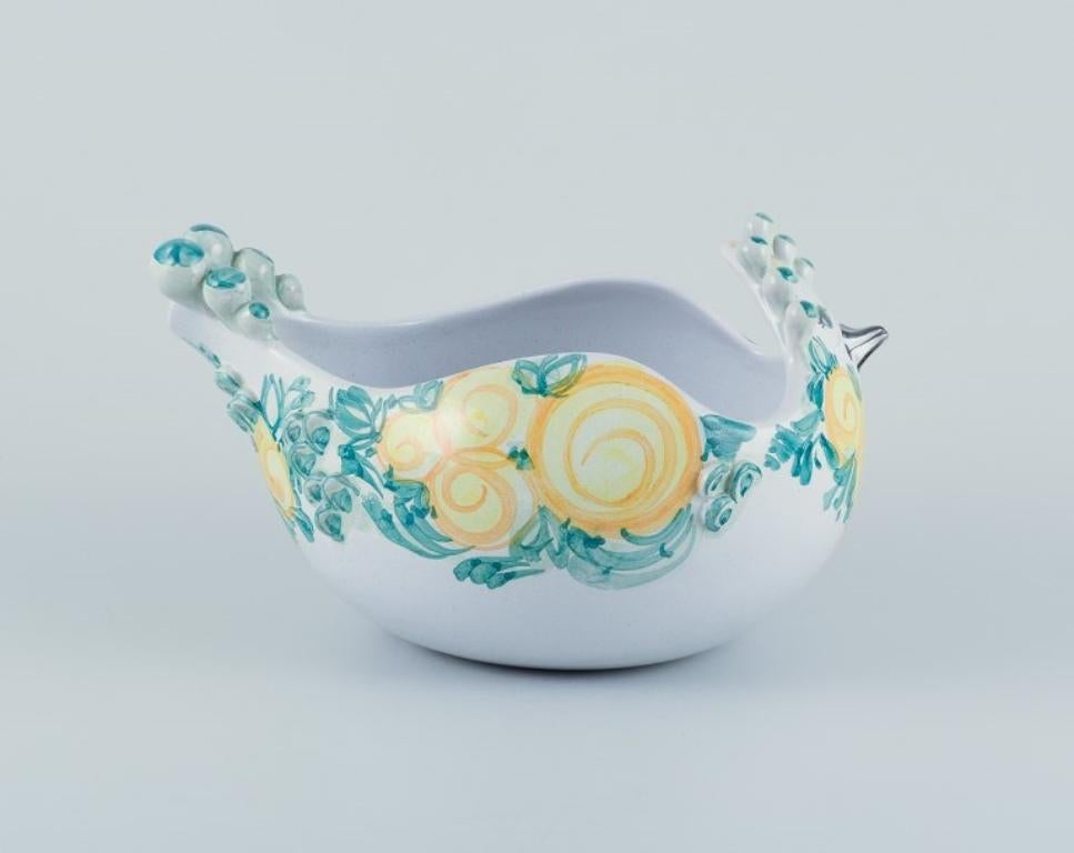 Scandinavian Modern Bjørn Wiinblad for The Blue House. Large ceramic bowl shaped like a bird. For Sale