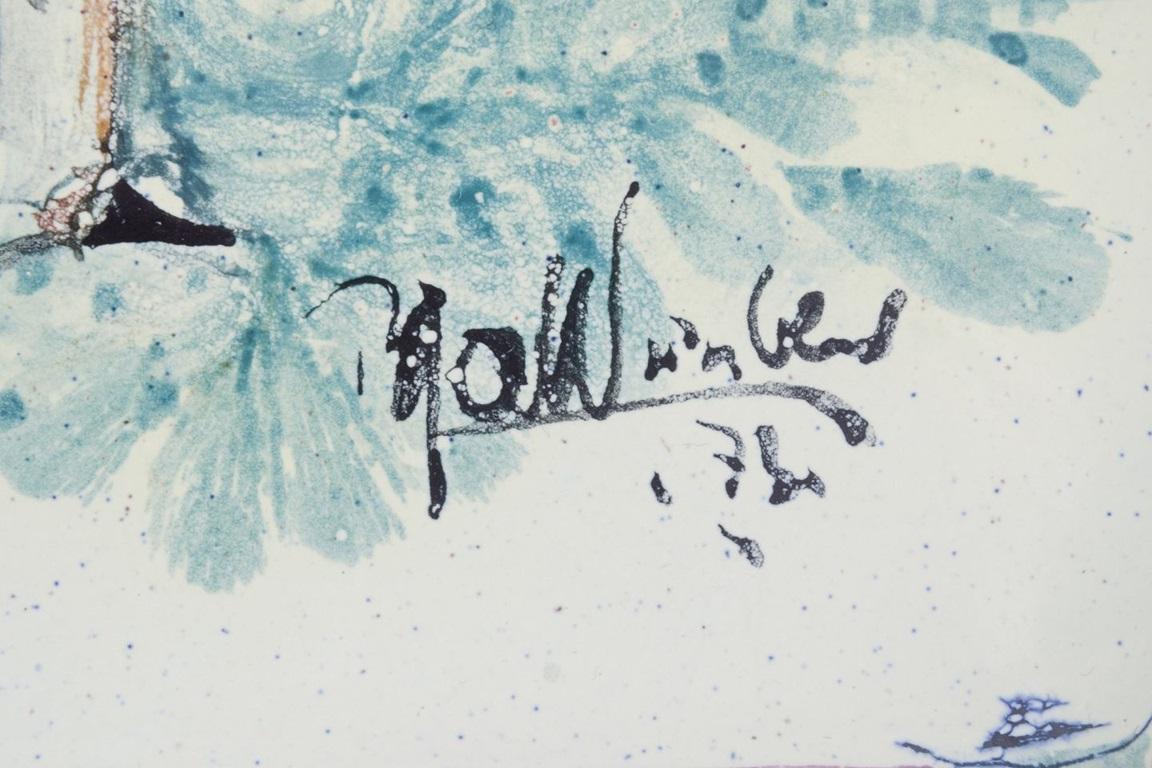 Vernissé Bjørn Wiinblad pour The Blue House. Bol/plaque murale octogonale en céramique, 1973 en vente