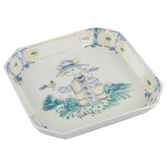 Bjørn Wiinblad for The Blue House. Octagonal ceramic bowl/wall plaque. 1973
