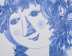 Bjørn Wiinblad for The Blue House. Octagonal dish/wall plaque in stoneware.