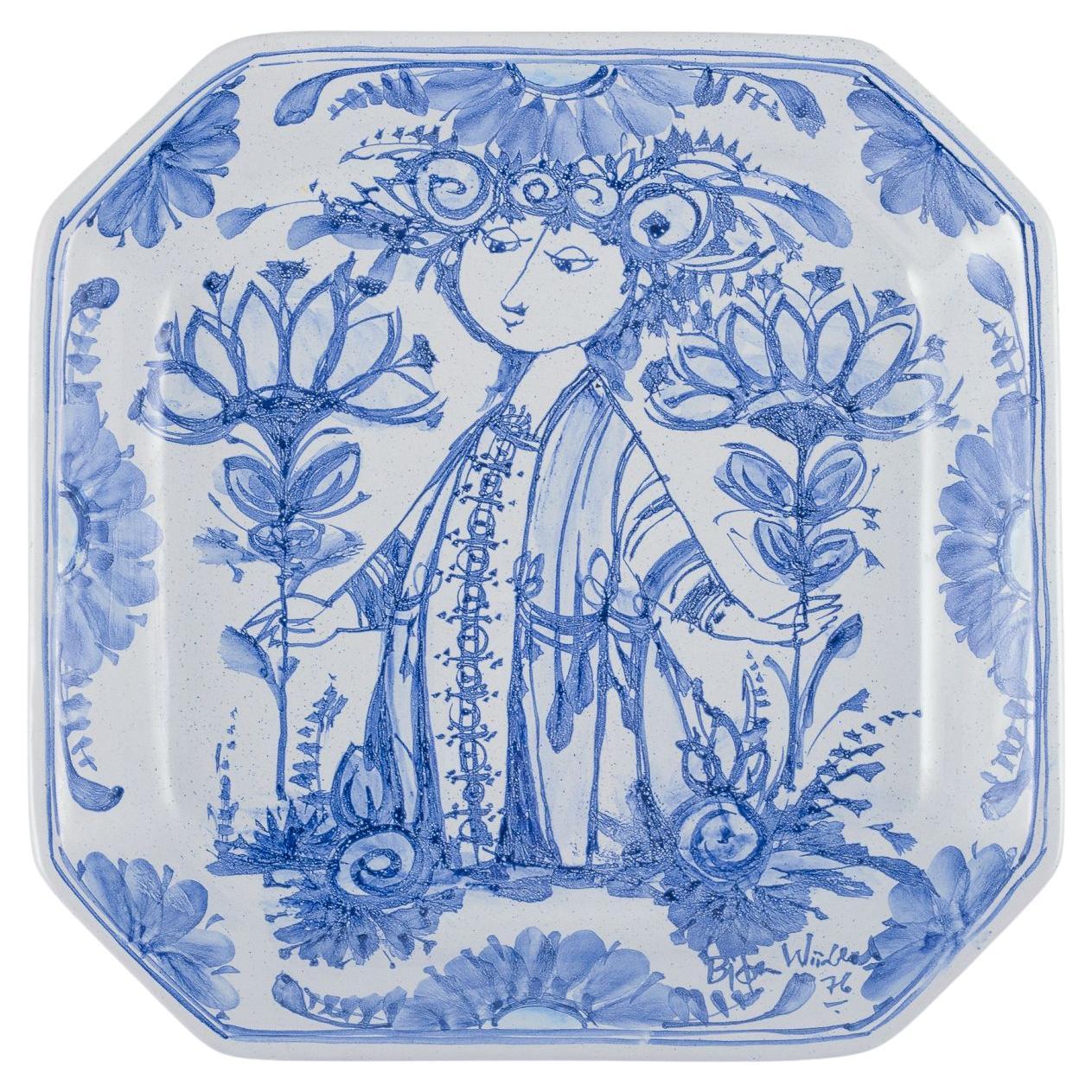 Bjørn Wiinblad pour The Blue House. Plat octogonal/plaque murale en grès.