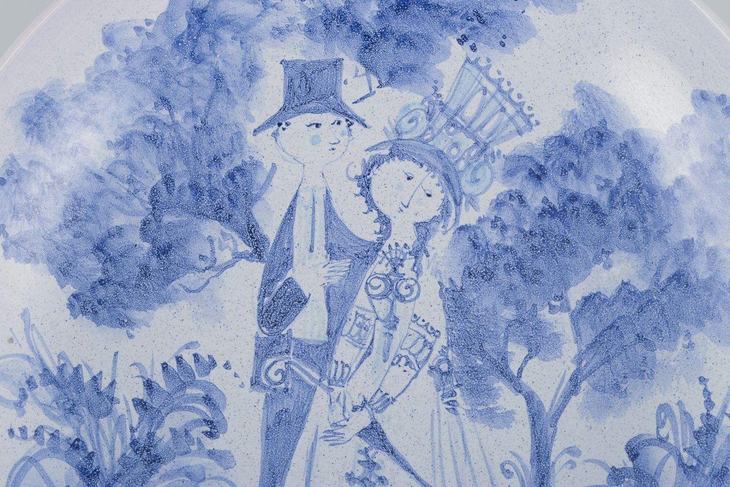 Bjørn Wiinblad für The Blue House, eigenes Studio. Große Keramikschale. (Skandinavische Moderne) im Angebot