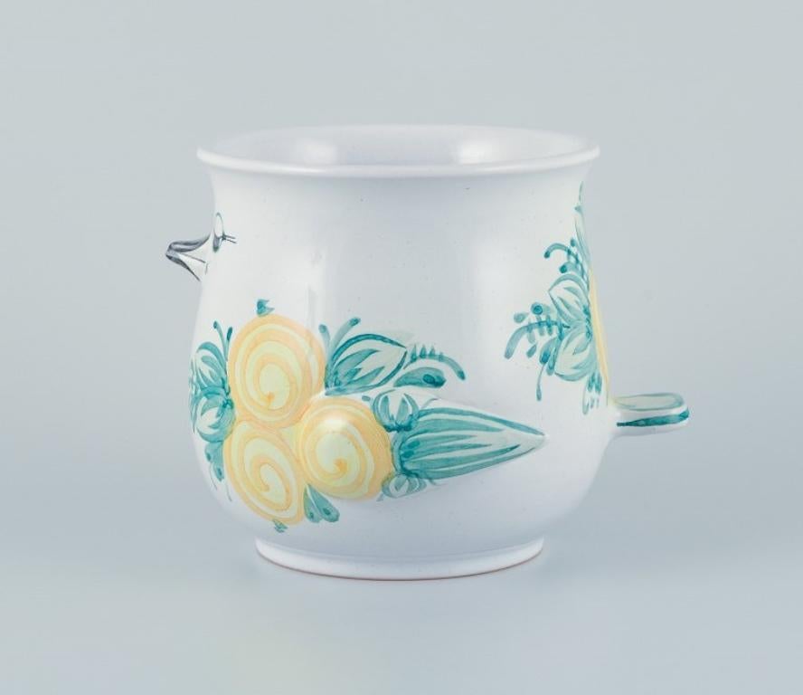 Hand-Painted Bjørn Wiinblad for The Blue House. Unique ceramic plant pot holder For Sale