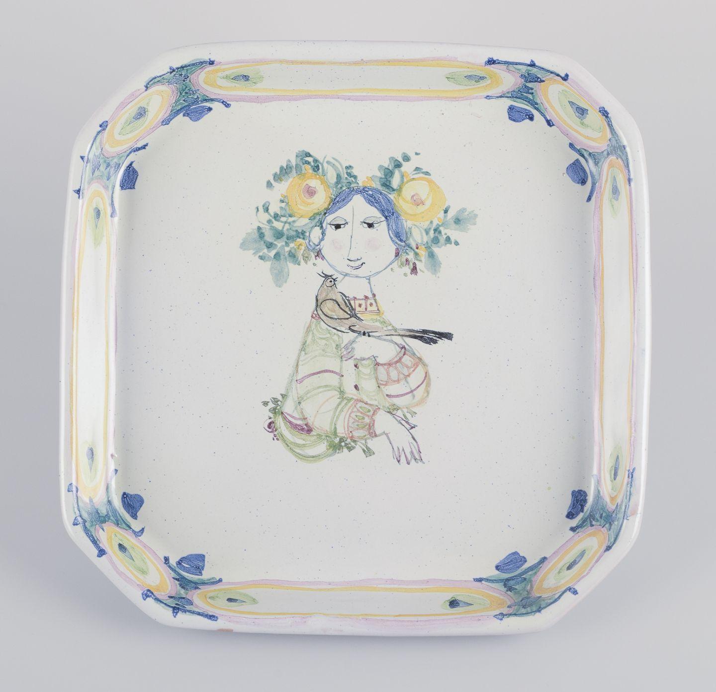 Bjørn Wiinblad für The Blue House. Einzigartige achteckige Keramikschale/Wandtafel. (Skandinavische Moderne) im Angebot