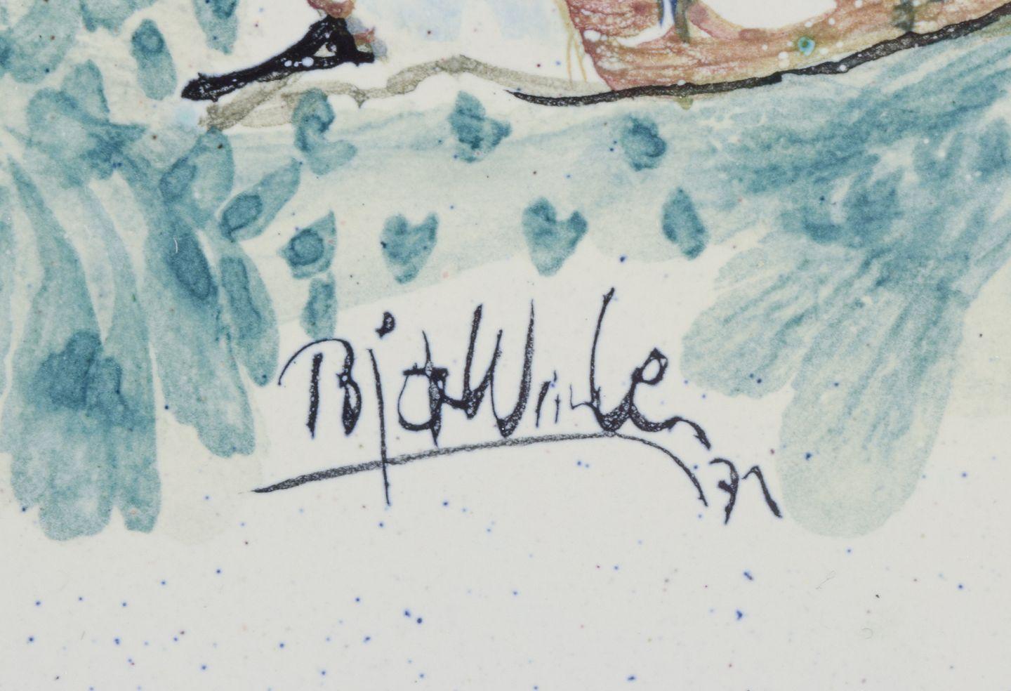 Bjørn Wiinblad für The Blue House. Einzigartige achteckige Keramikschale/Wandtafel. (Glasiert) im Angebot