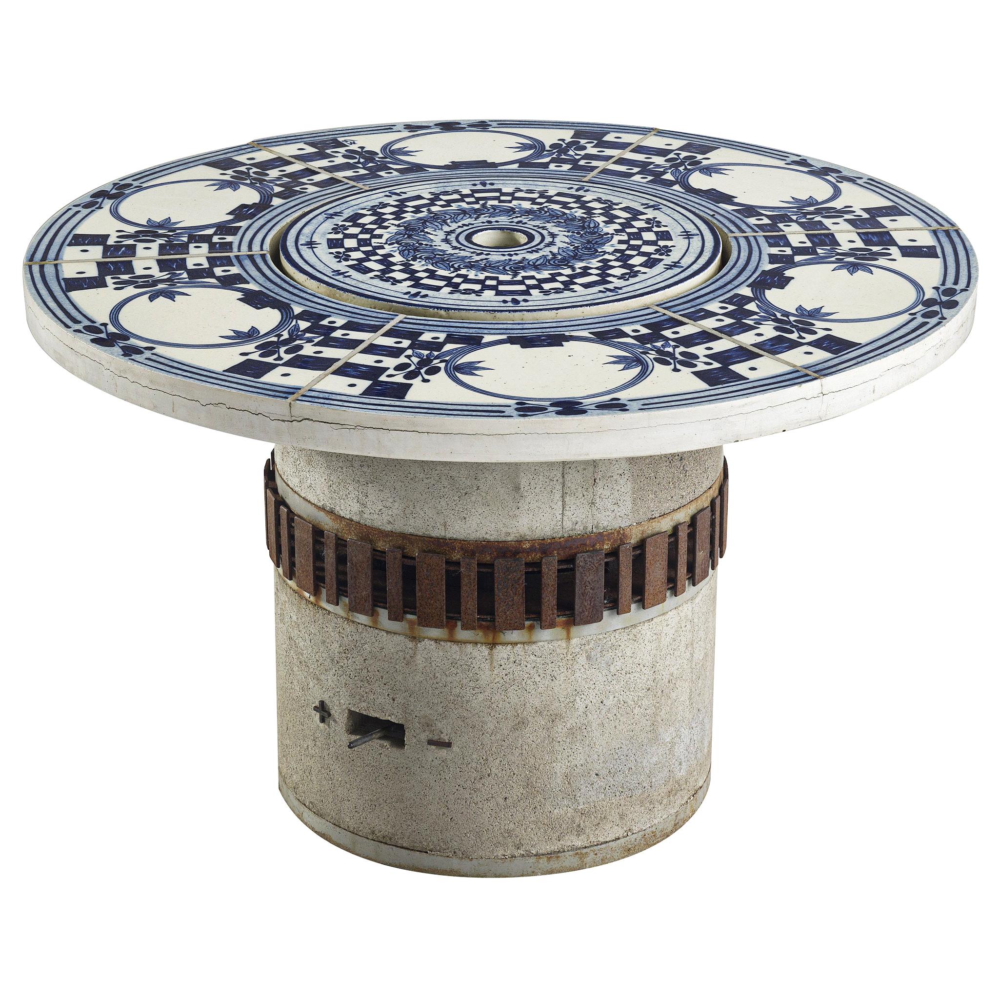 Bjørn Wiinblad 'Hibachi' Patio Grill Table with Hand Painted Ceramic Top