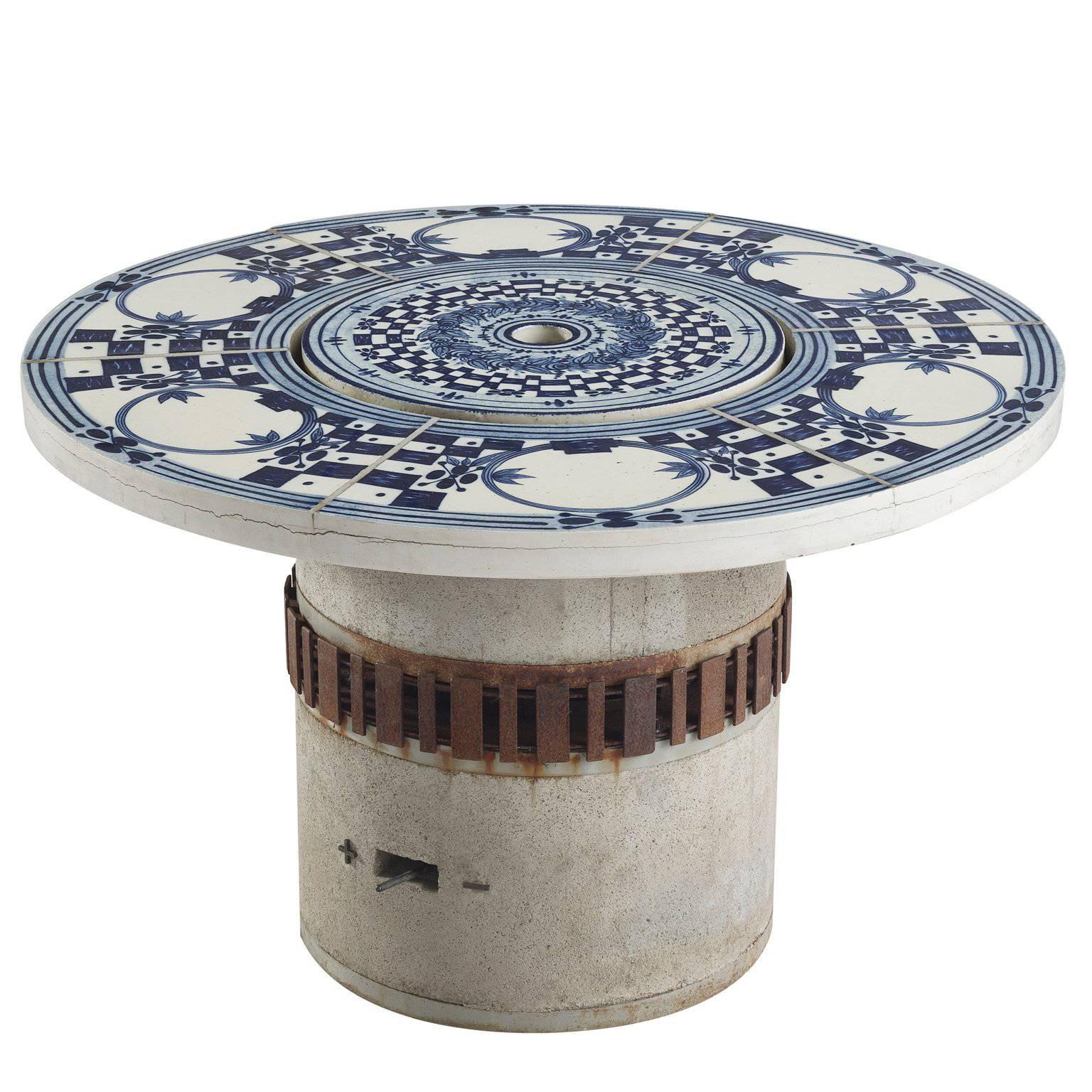Bjørn Wiinblad 'Hibachi' Patio Grill Table with Hand-Painted Ceramic Top