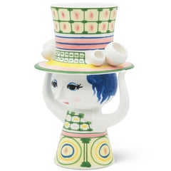 Bjørn Wiinblad 'Lady with hat' Vase, Green, 9.6 in H