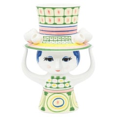 Bjørn Wiinblad 'Lady with hat' Vase, Green, 9.6 in H