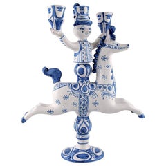 Bjørn Wiinblad Large Ceramic Figure from the Blue House, Candlestick