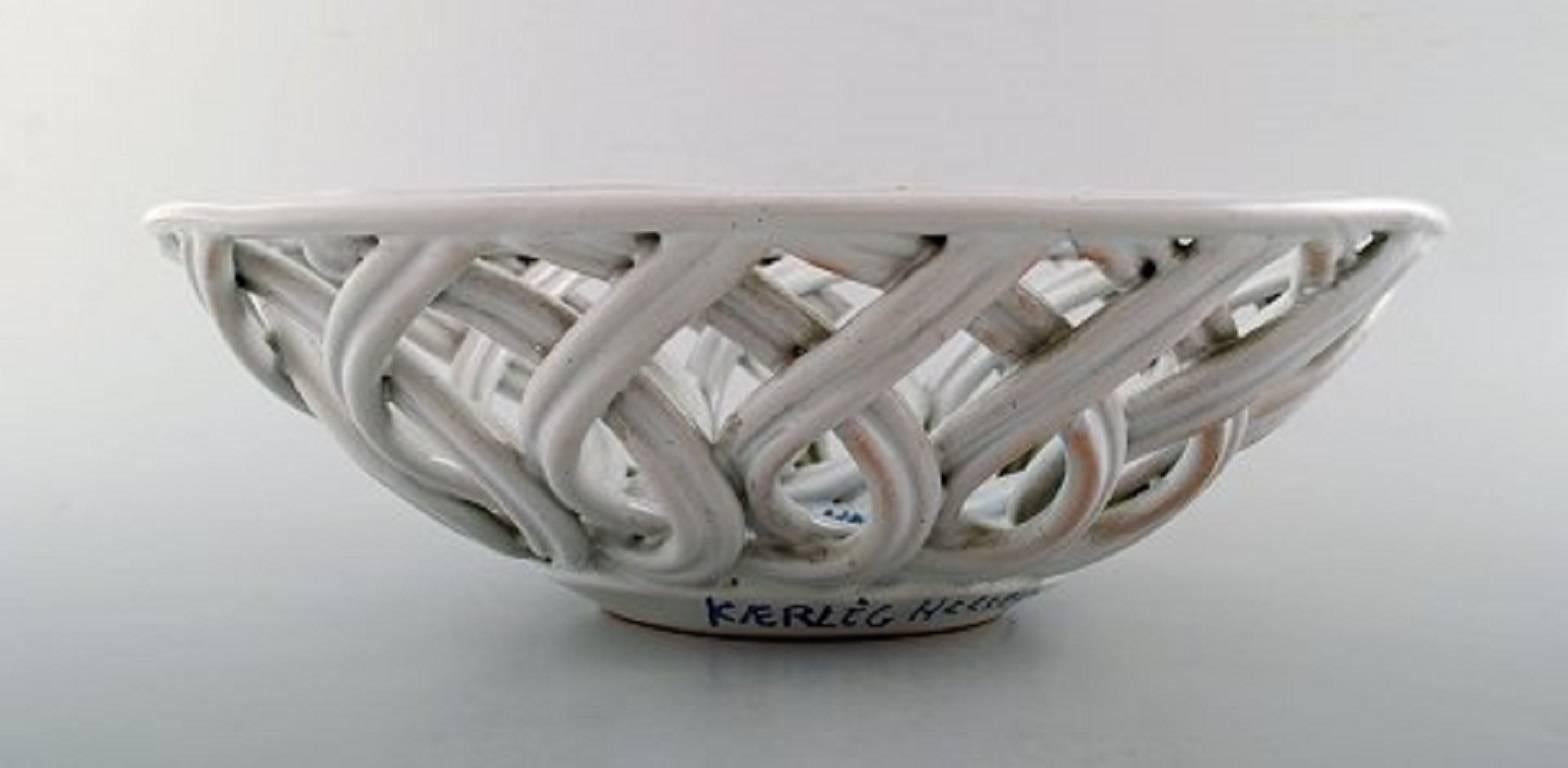 Bjørn Wiinblad: Oval, earthenware fruit bowl with pierced, 