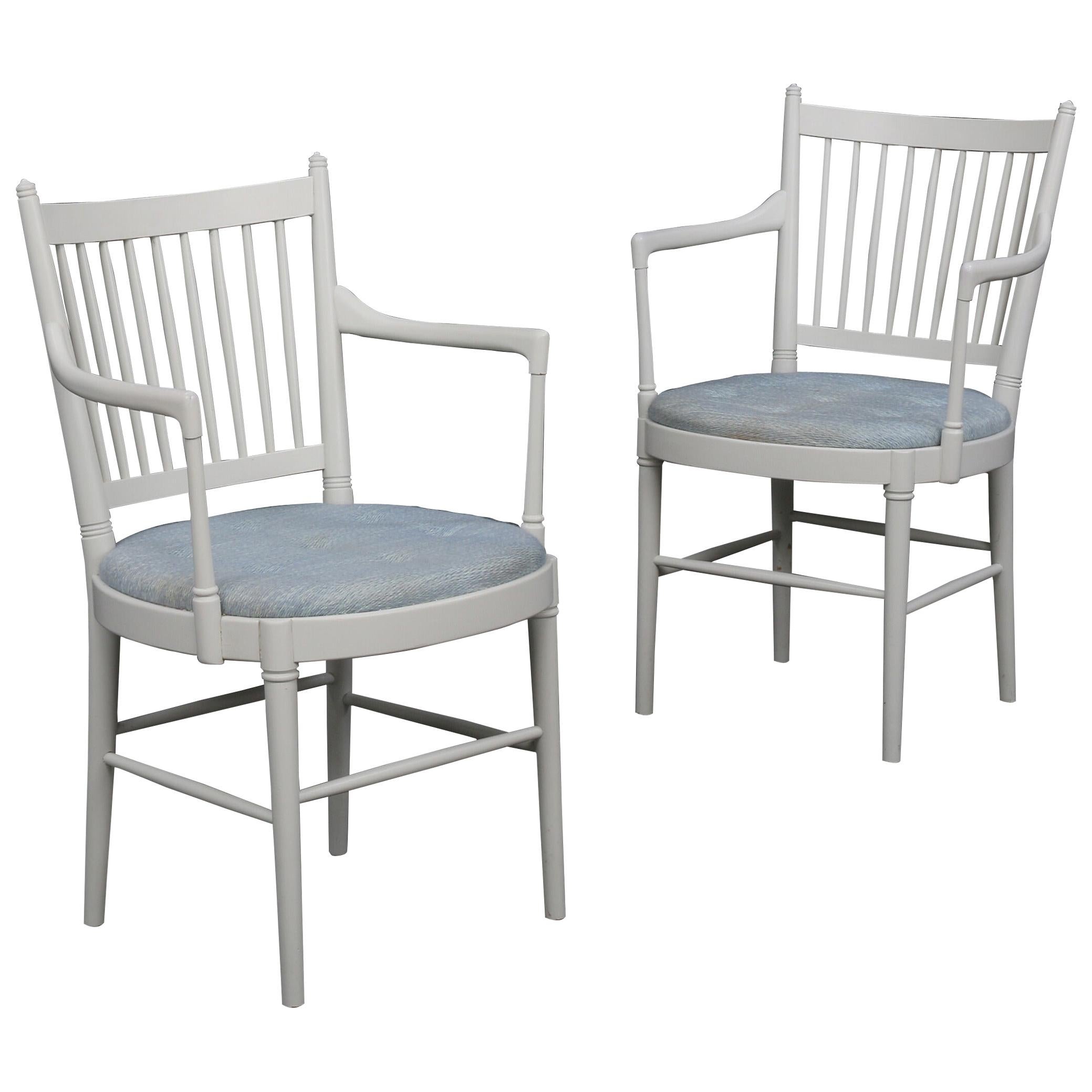 Bjørn Wiinblad Pair of Armchairs of White Lacquered Wood, 1967 For Sale