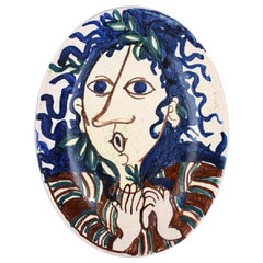 Vintage Bjørn Wiinblad, Rare and Early Dish in Glazed Ceramic with Female Motif, 1945