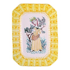 Vintage Bjørn Wiinblad, Rare and Early Dish in Glazed Ceramic with Female Motif, 1949