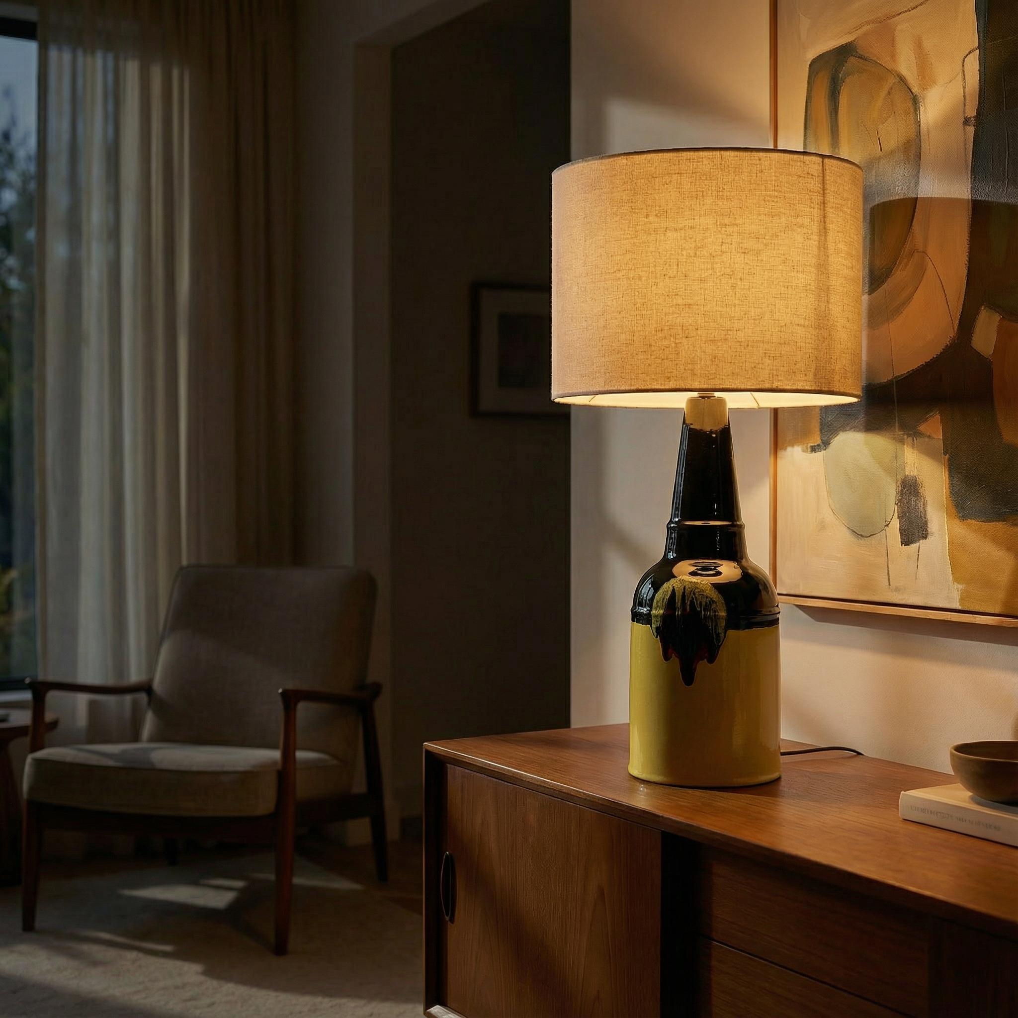 Mid-Century Modern Bjørn Wiinblad Lampe de table Rosenthal en céramique émaillée jaune Danemark années 1970 en vente