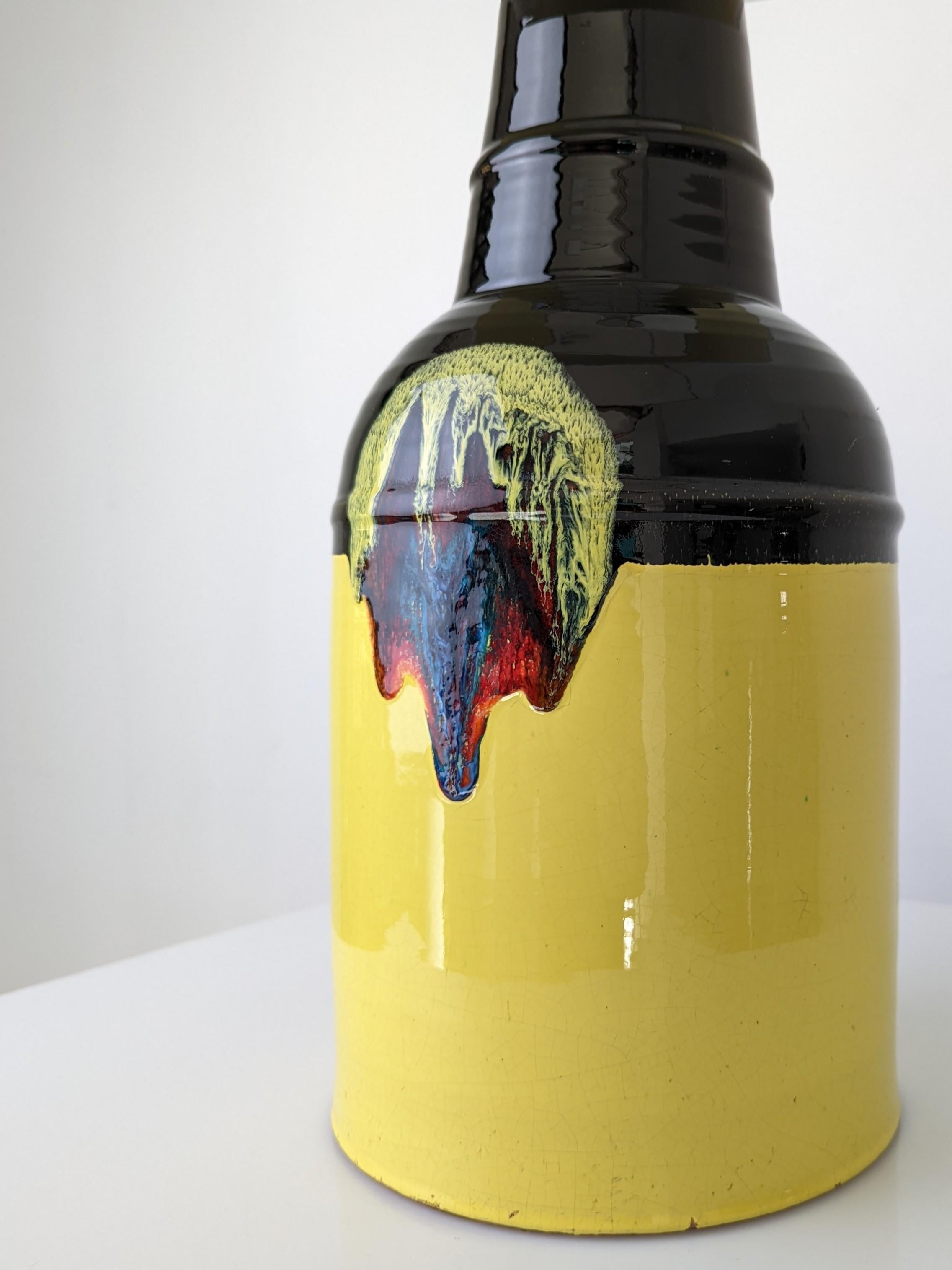 Fin du 20e siècle Bjørn Wiinblad Lampe de table Rosenthal en céramique émaillée jaune Danemark années 1970 en vente