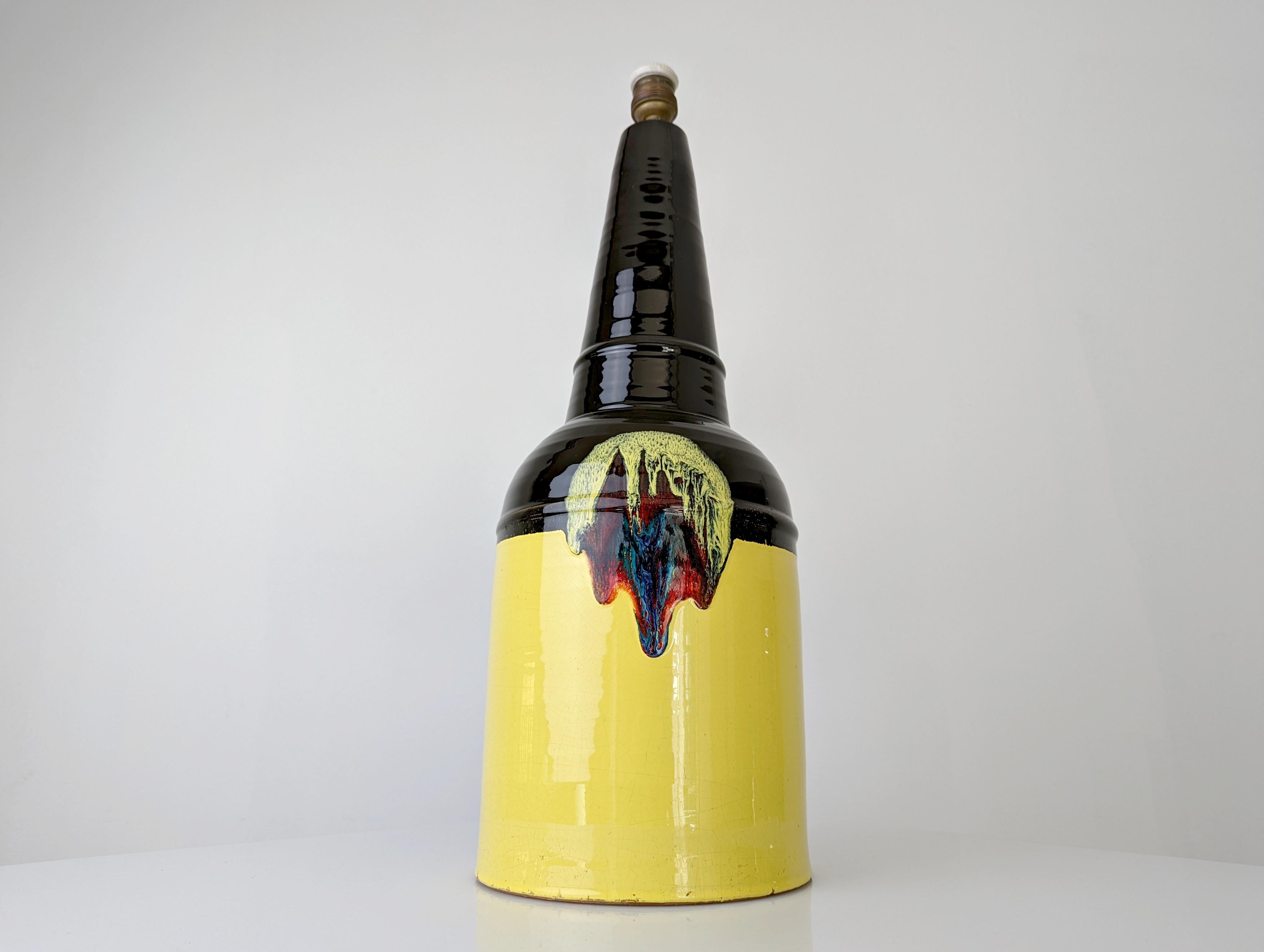 Céramique Bjørn Wiinblad Lampe de table Rosenthal en céramique émaillée jaune Danemark années 1970 en vente