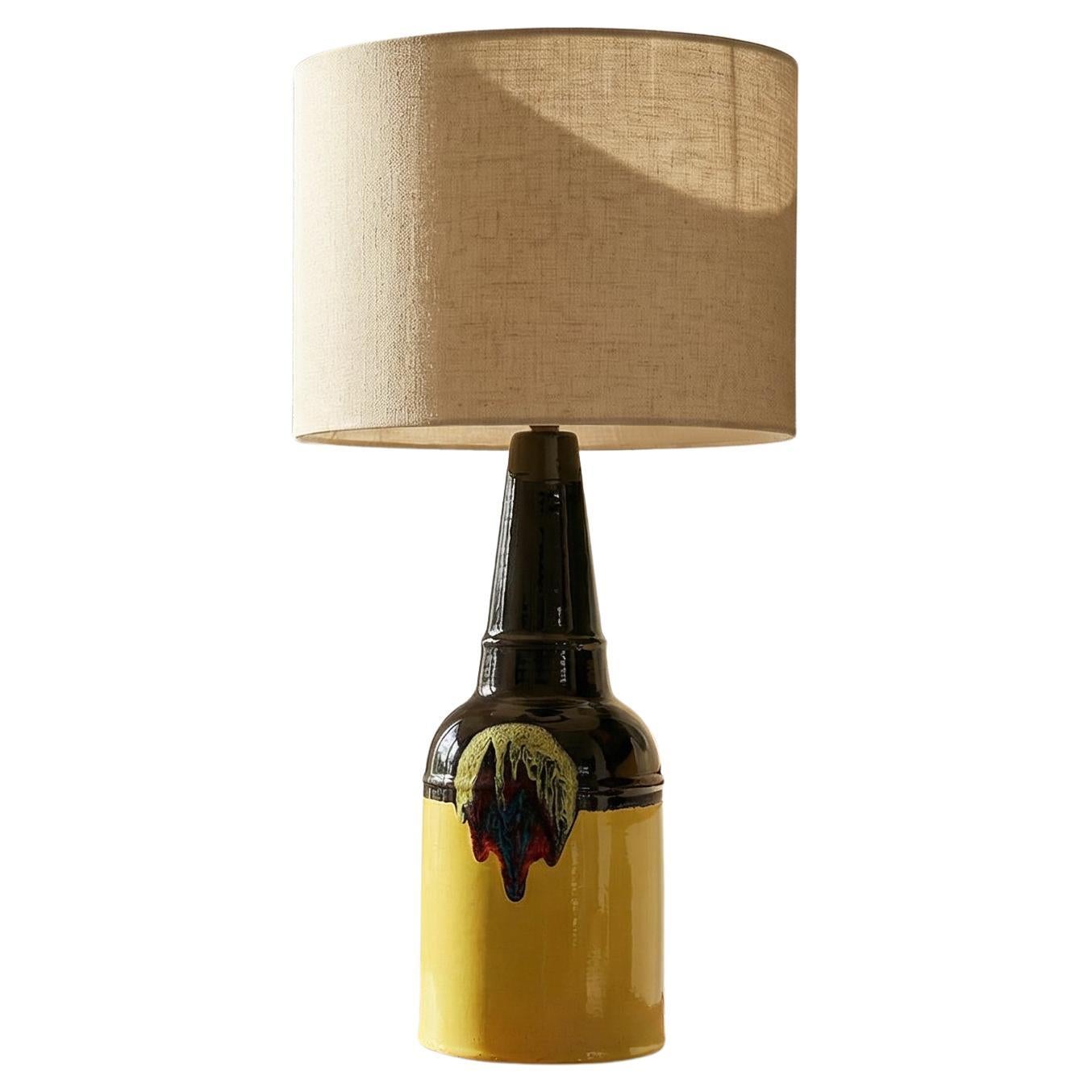 Bjørn Wiinblad Rosenthal Ceramic Table Lamp Yellow Glaze Denmark 1970s