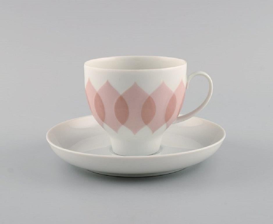 Modern Bjørn Wiinblad, Rosenthal, Lotus Porcelain Service, 9 Coffee Cups with Saucers For Sale