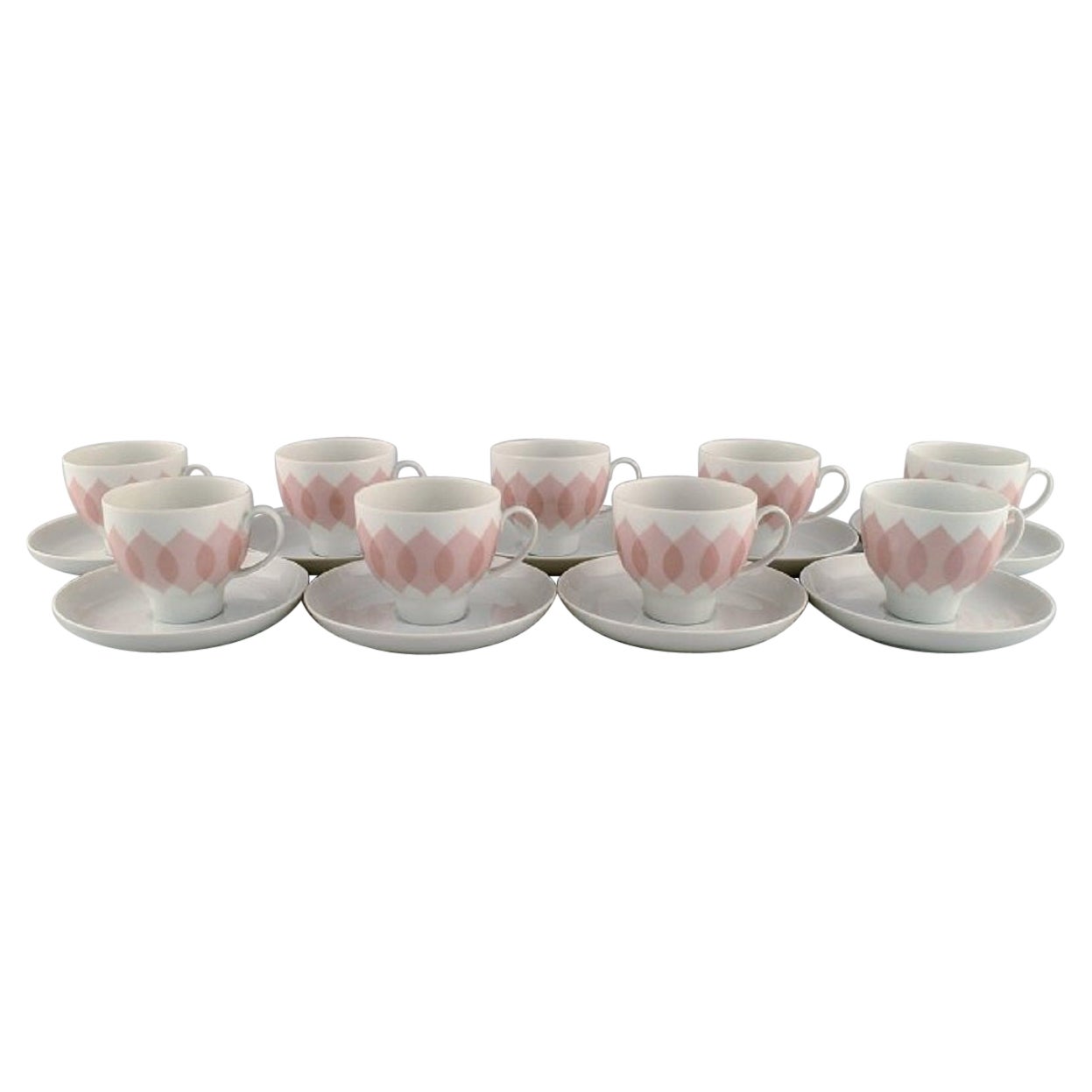 Bjørn Wiinblad, Rosenthal, Servizio di porcellana Lotus, 9 tazze da caffè con piattini