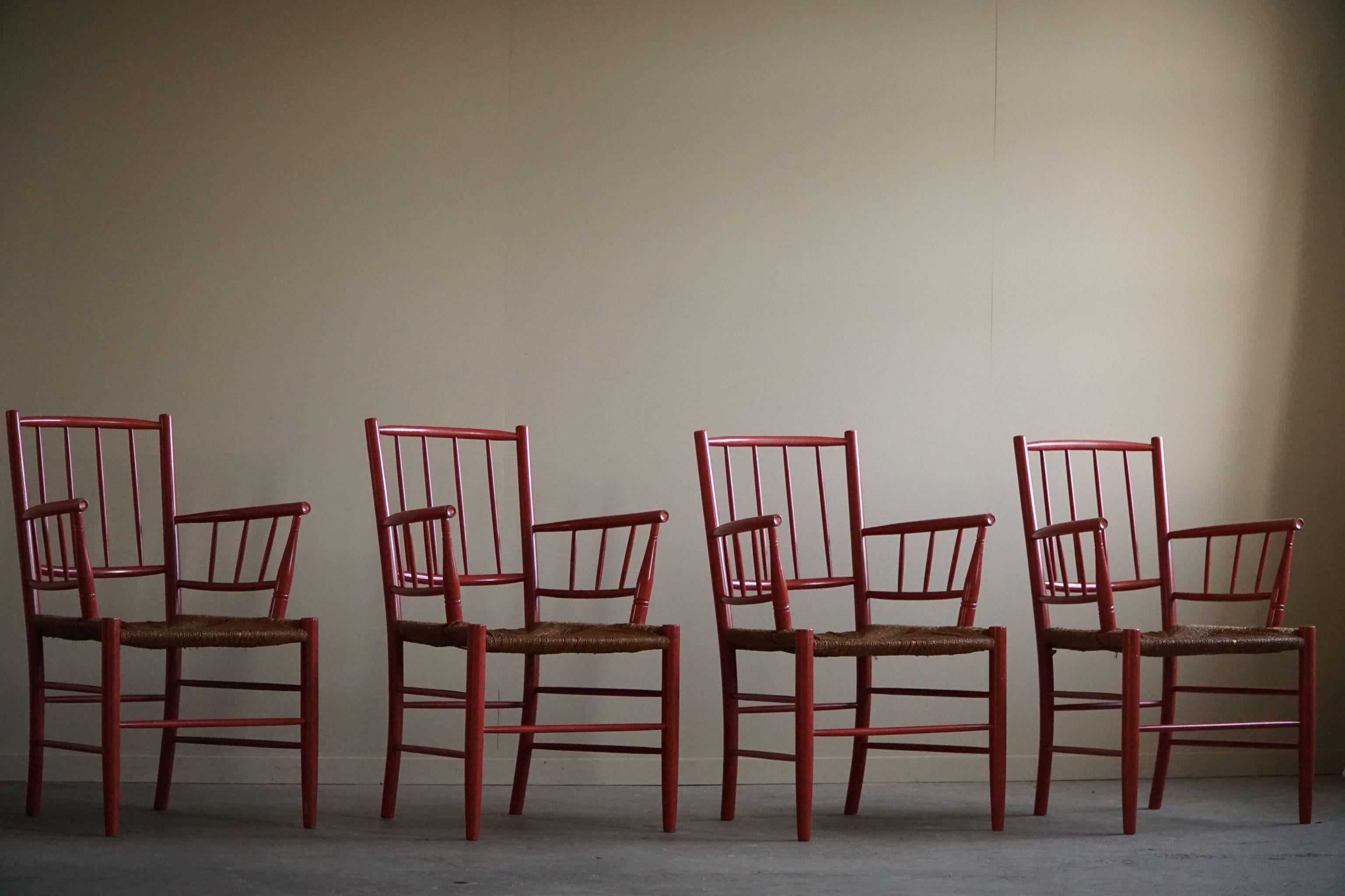 Bjørn Wiinblad, Set of 4 Chairs, Nässjö Stolefabrik, Mid Century Modern, 1950s In Fair Condition For Sale In Odense, DK