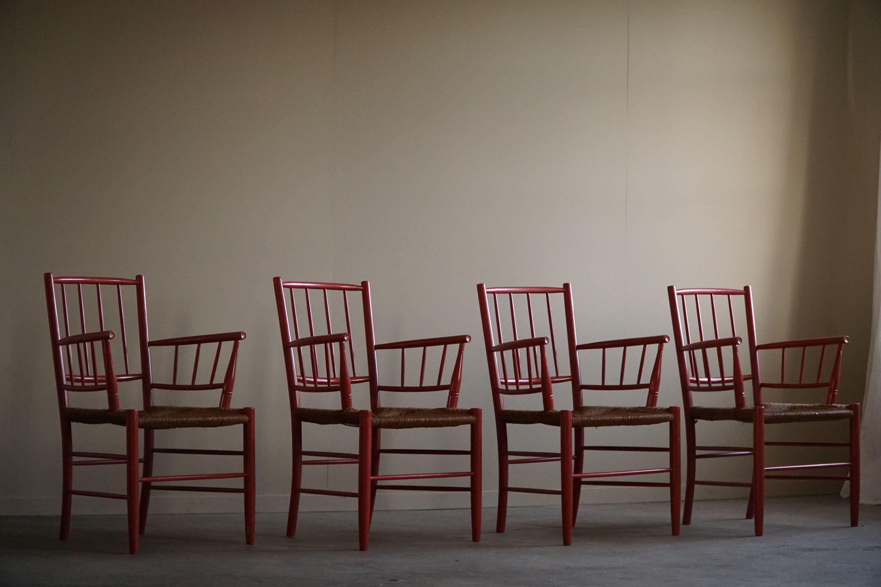 20th Century Bjørn Wiinblad, Set of 4 Chairs, Nässjö Stolefabrik, Mid Century Modern, 1950s For Sale