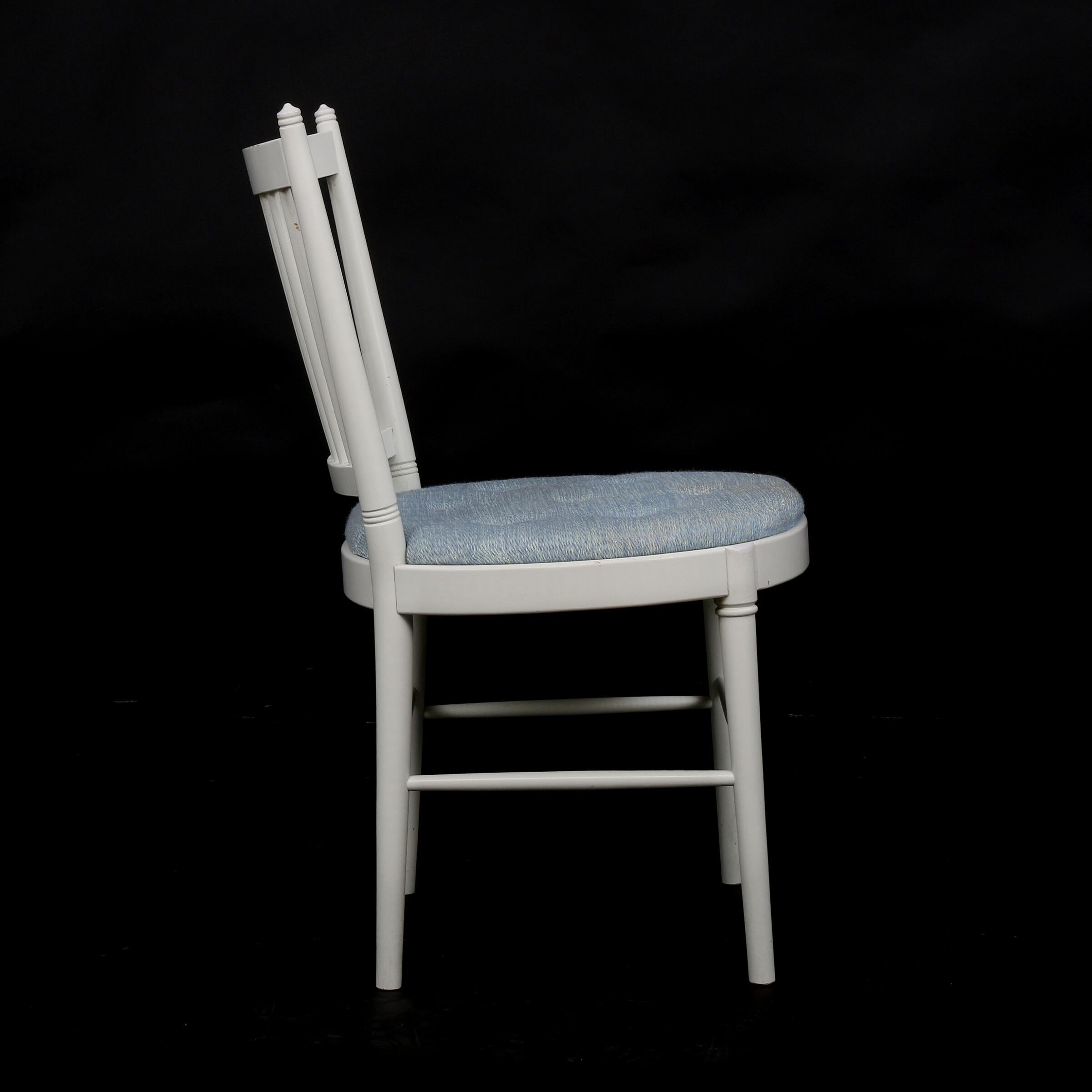 Gustavian Bjørn Wiinblad, Set of Eight Chairs of White Lacquered Wood, 1967 For Sale