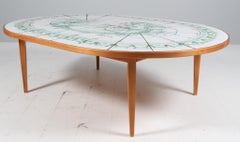 Bjørn Wiinblad sofa table from pine and painted tiles. Unique.