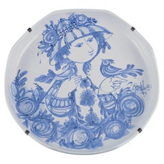 Bjørn Wiinblad, The Blue House. Large ceramic bowl in octagonal shape.