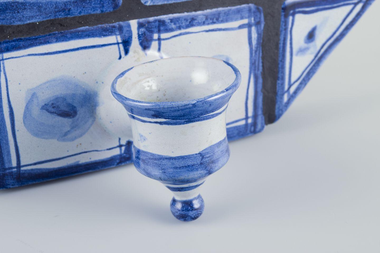 Glazed Bjørn Wiinblad, The Blue House, own studio. Candle holder wall plaque.